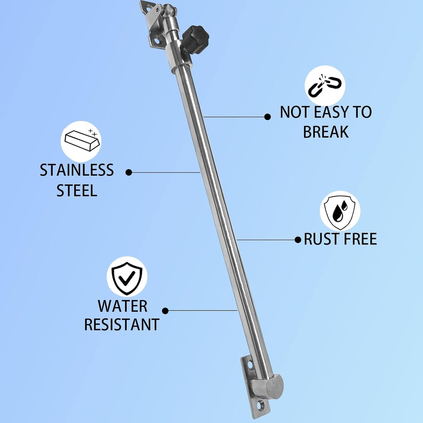 Stainless Steel Hatch Adjuster Boat Lid Support Range 10"-20" Mirror Polished for RV Yachts(Large)