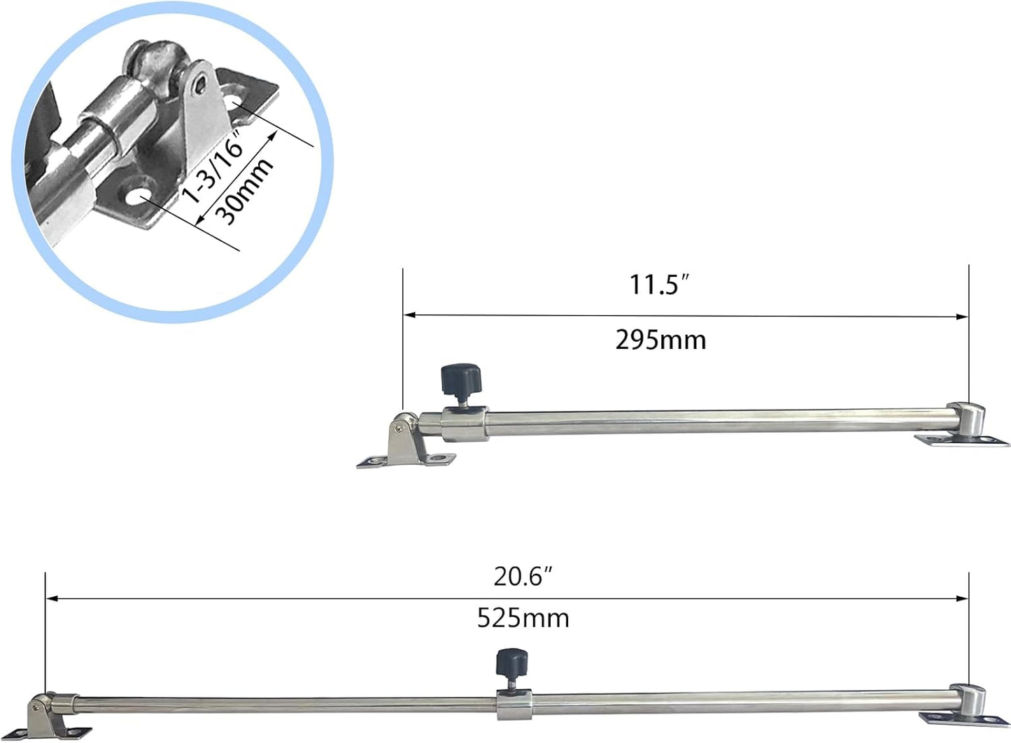 Stainless Steel Hatch Adjuster Boat Lid Support Range 10"-20" Mirror Polished for RV Yachts(Large)