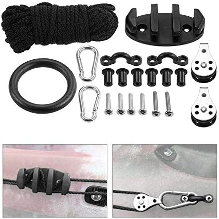 Kayak Canoe Anchor Trolley Kit Eyes Wellnuts Screws Accessories Zig Zag Cleat Rigging Ring Pulleys DIY Boat 30 Feet Rope