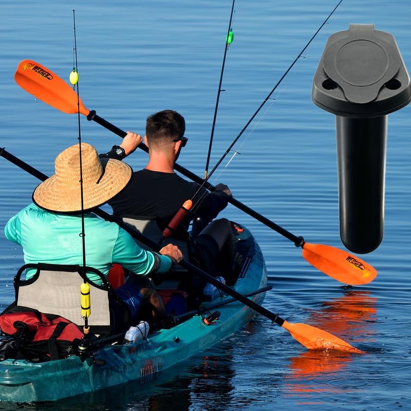 2Pcs Kayak Rod Holder, Deck Plastic Flush Mount Boat Holders and Cap Cover for Fishing, Canoe Tackle Accessory Tool