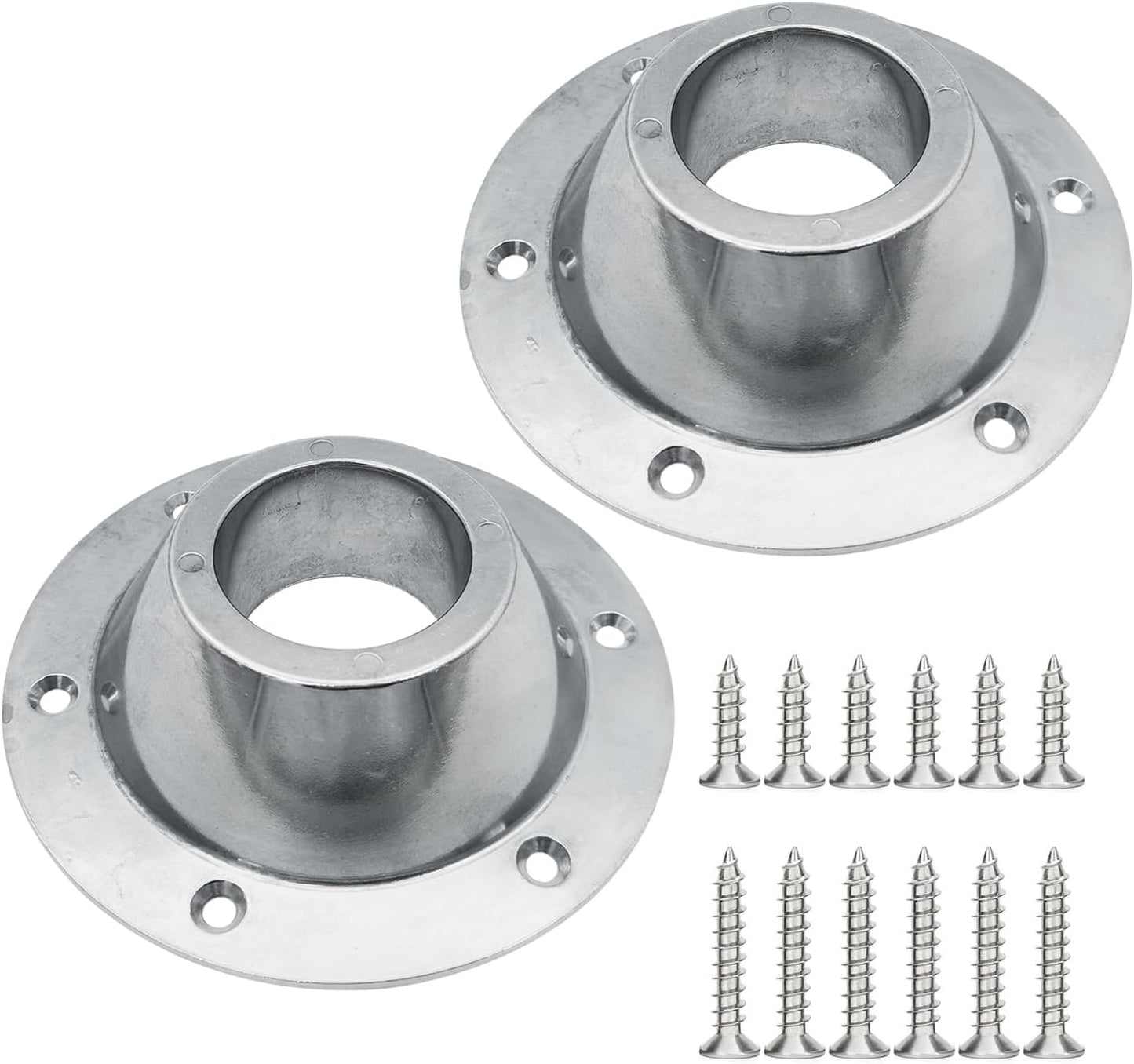 2 Pack Sliver Aluminum RV Table and Floor Mounting Base,RV Pedestal Base Flange, 6 Holes with Screws for Camper Trailer