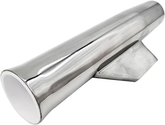 Boat Fishing Rod Holder Stainless Steel Flared Weld-on Coped Blade Angeled & with 1-7/8'' Inner Diameter White Liner for Boats