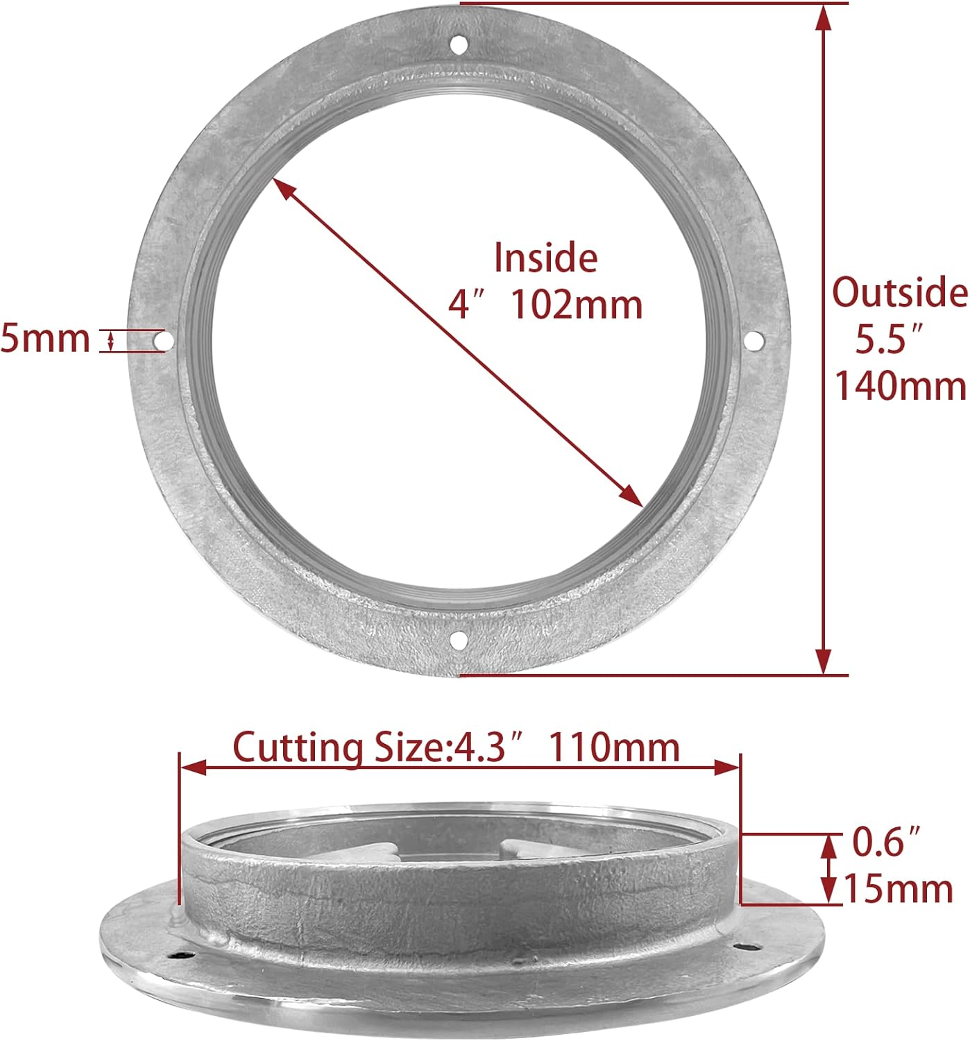 4 inch Hatch 316 Stainless Steel Round Non Slip Inspection Deck Plate with Detachable Cover for Marine Boat Yacht