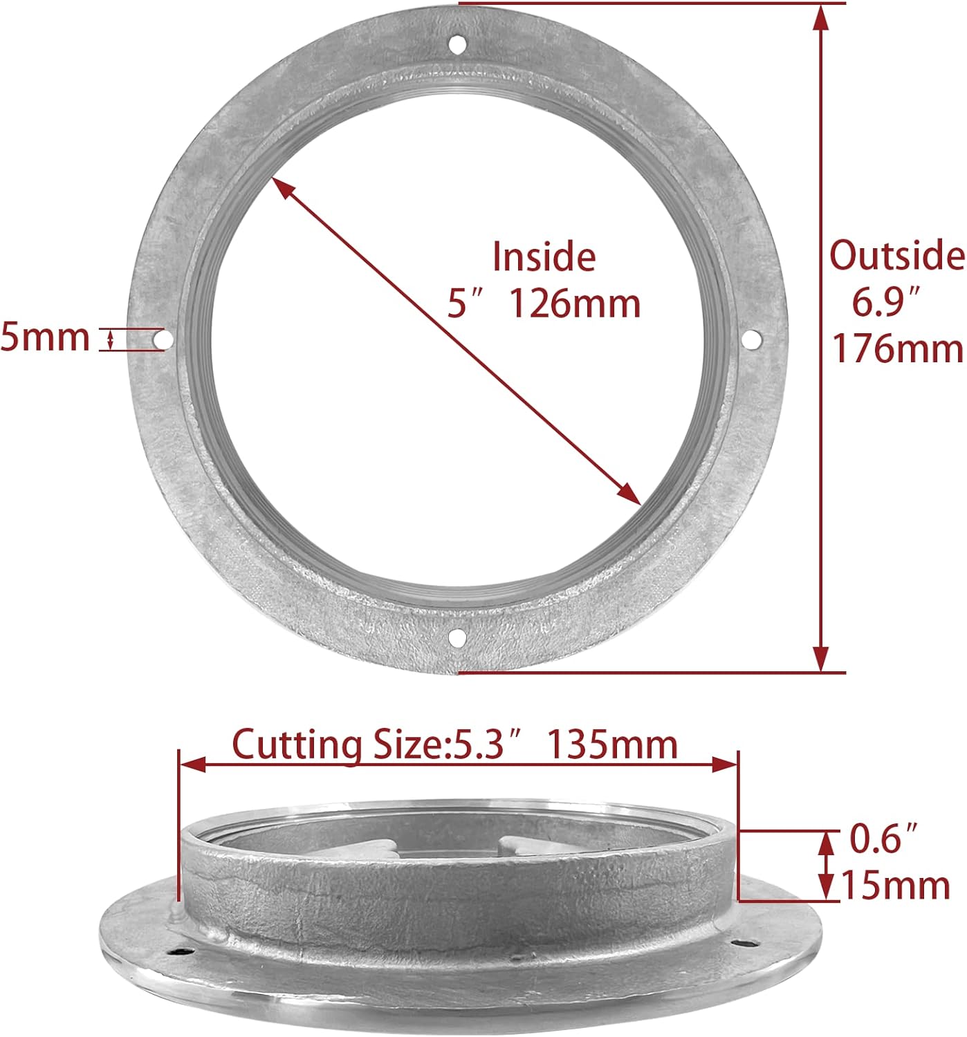 5 inch Hatch 316 Stainless Steel Round Non Slip Inspection Deck Plate with Detachable Cover for Marine Boat Yacht