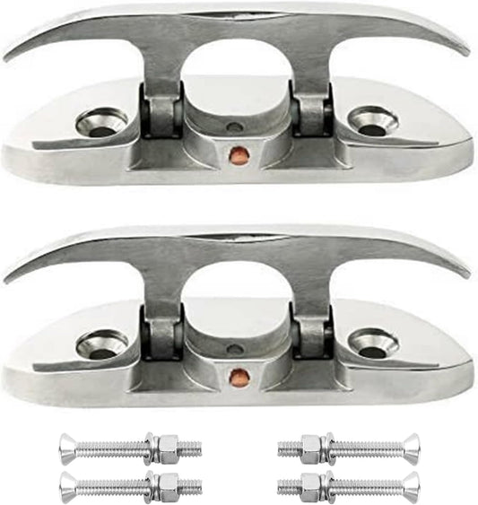 Boat2 Pcs Folding Cleat 4-1/2" Flip-up Dock Marine Grade 316 Stainless Steel with Screws