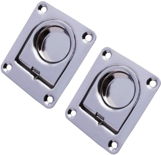 Stainless Steel Rectangular Recessed Hatch Pull Flush Mount Ring Latch Lift Handle Marine Boat (2 PCs)  65x56mm