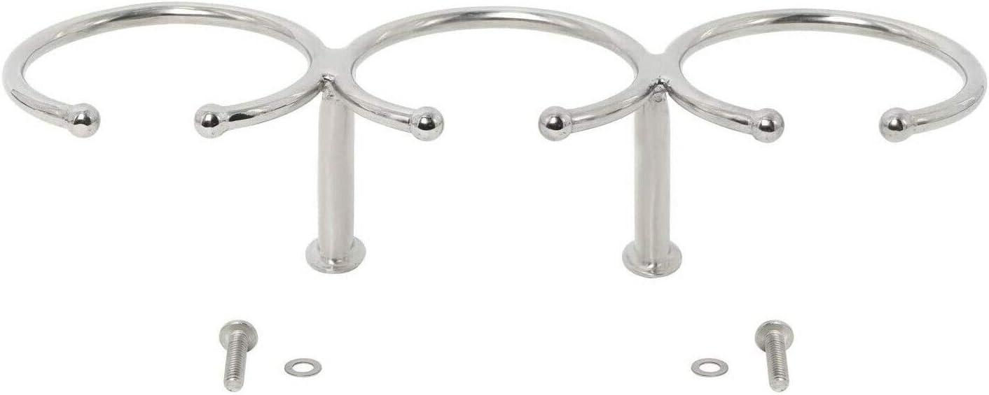 Boat Triple Ring Cup Drink Holder, Stainless Steel 316 Holder Polished for Yacht Truck Car Apartment RV- Open Design (1pcs)
