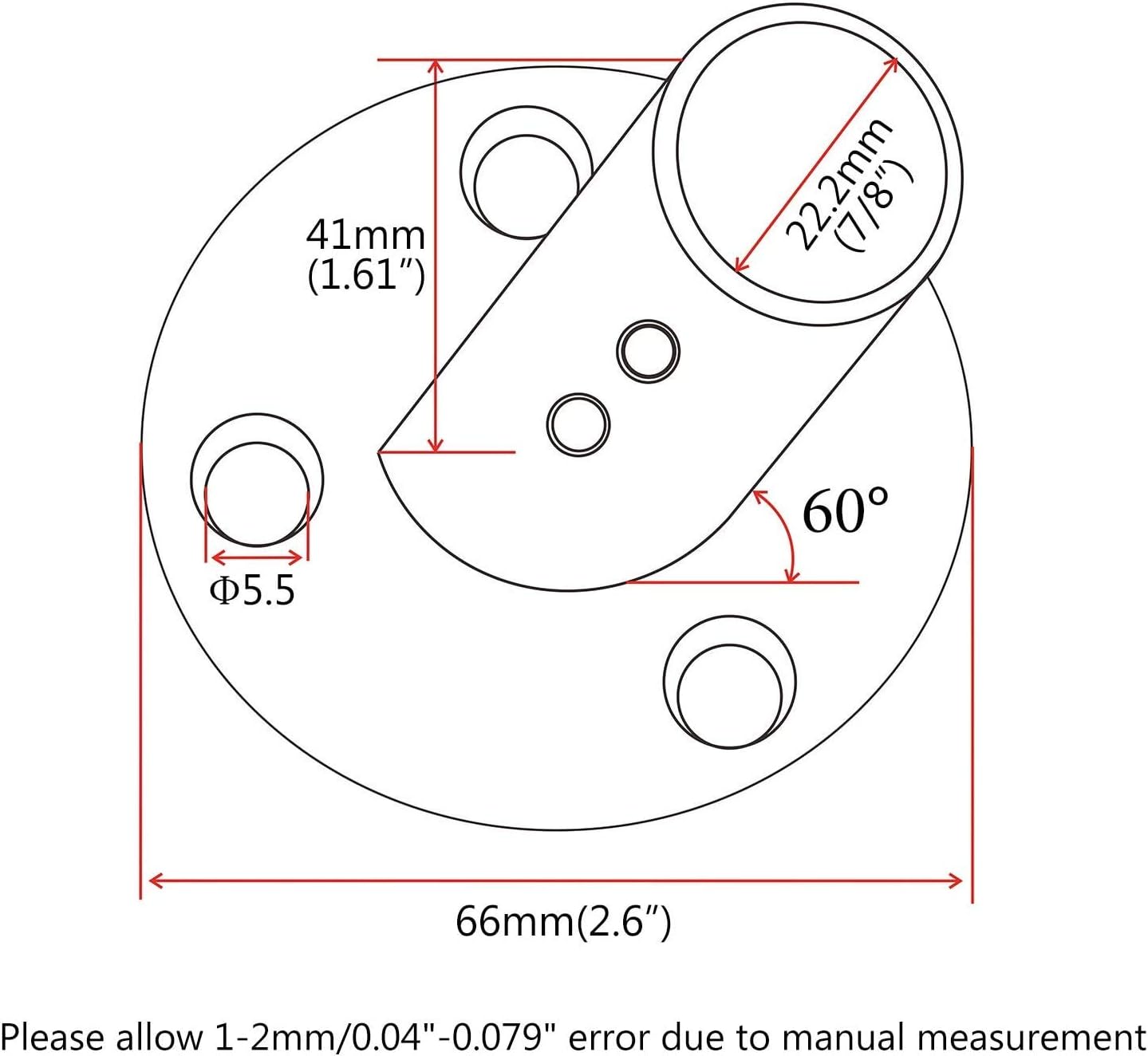 7/8'' 60 Degree Stainless Steel Boat Round Base Handrail Fittings