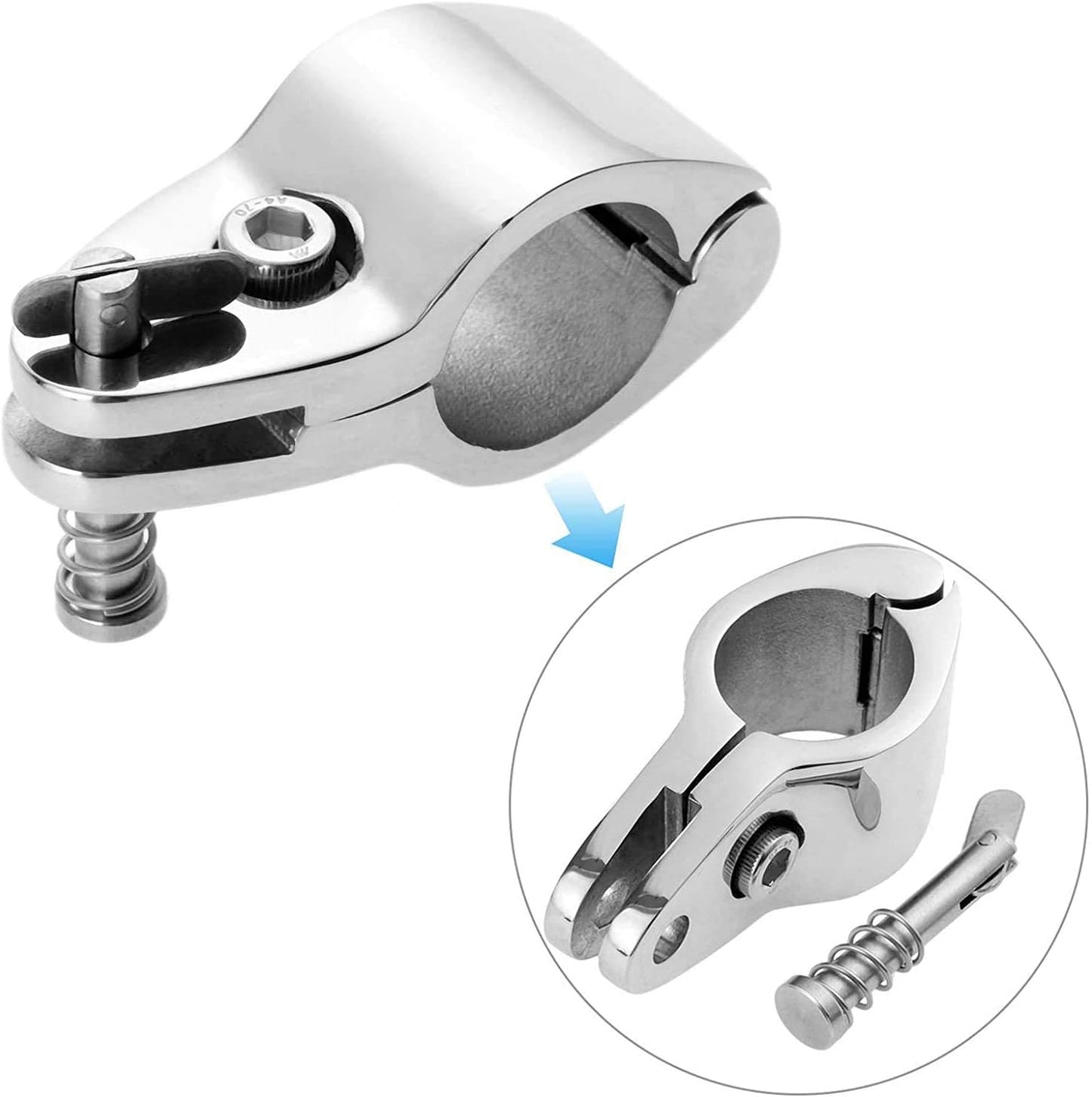 (Set of 2) Stainless Boat Bimini Top Hinged Jaw Slide 1" 25 mm
