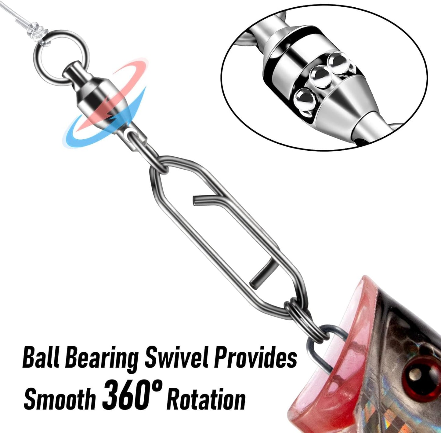 50-Pack Fishing Power Speed Clips 25LB Buy with 30-Pack Swivels 33LB