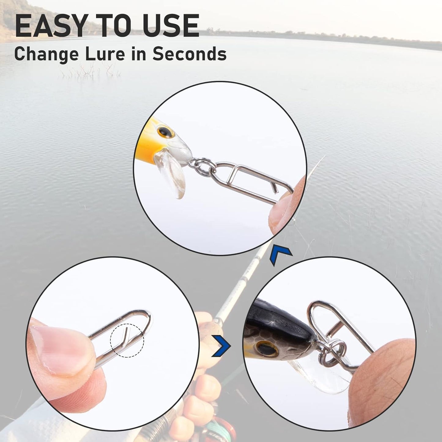 50-Pack Fishing Power Speed Clips 25LB Buy with 100-Pack Barrel Swivels 30LB