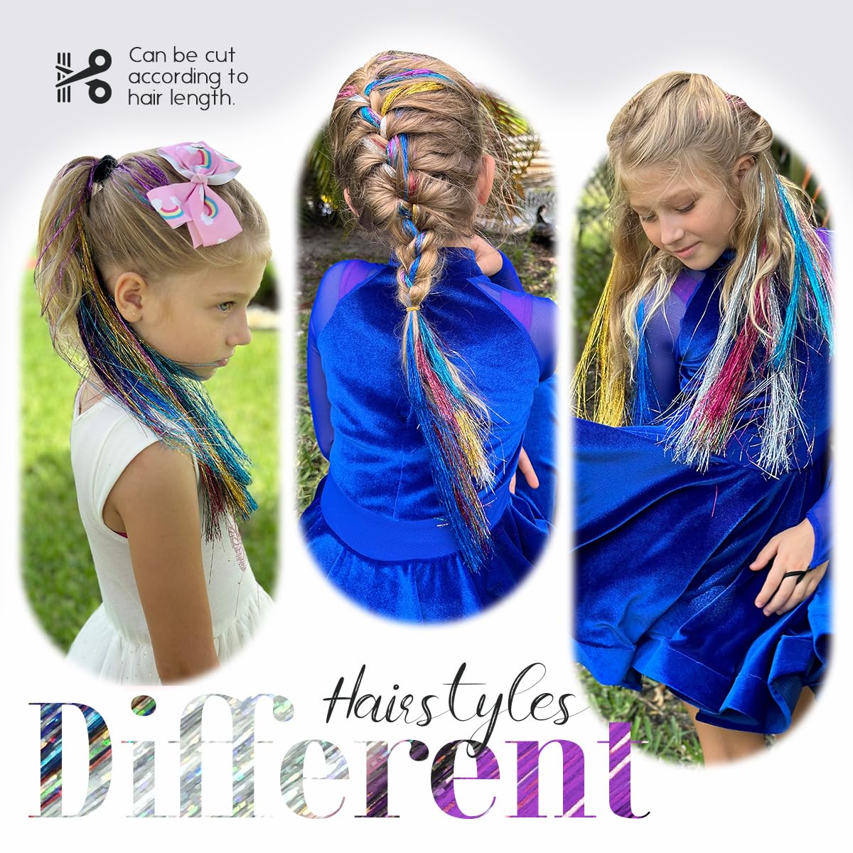 16 PCS Hair Tinsel Extension and 1 PC Halloween Headband