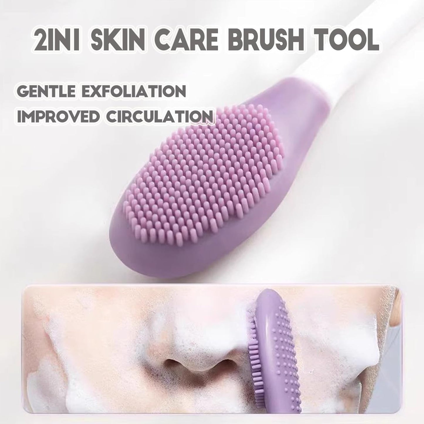 Silicone Face Mask Applicator Brush,Soft DIY Skincare Tools,Scrubber Exfoliator,Facial Cleansing Brush for Deep Gentle Exfoliating (Pink/Purple) Pink/Purple