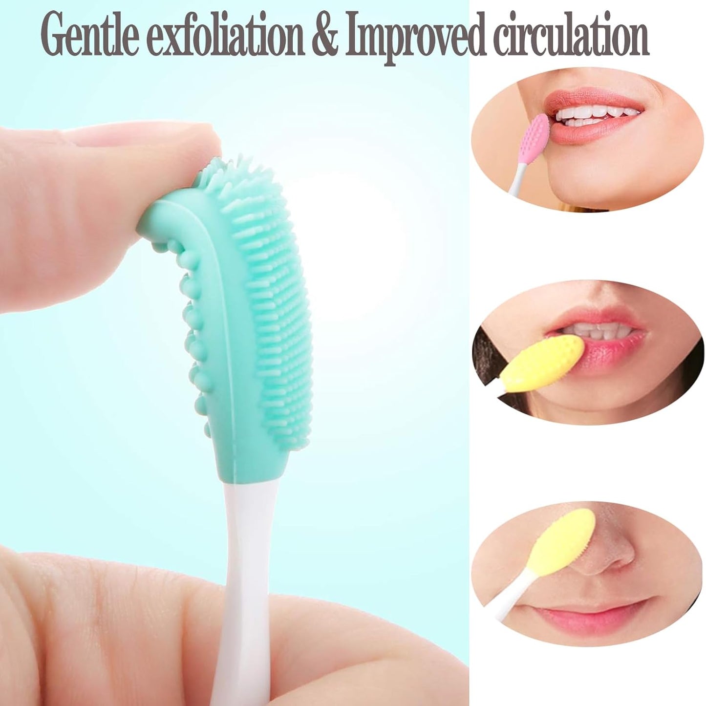 6Pcs Lip Scrub Brush & 2Pcs Silicone Face Mask Applicator Brush,Gentle Exfoliator Scrubber Tool