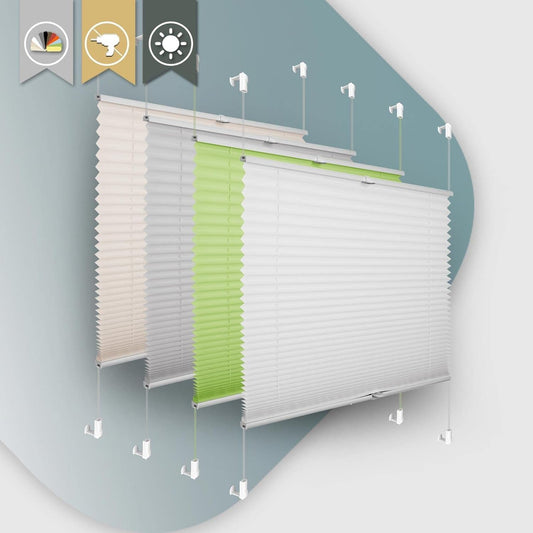 Petluno Pleated Blind Klemmfix No Drilling 35x100cm (WxH) White Venetian Blind Privacy Protection Sun Protection Easyfix Pleated Roller Blind Blackout and Light Filtering Modern Pleated Blind for Windows & Doors B25 x H80 cm