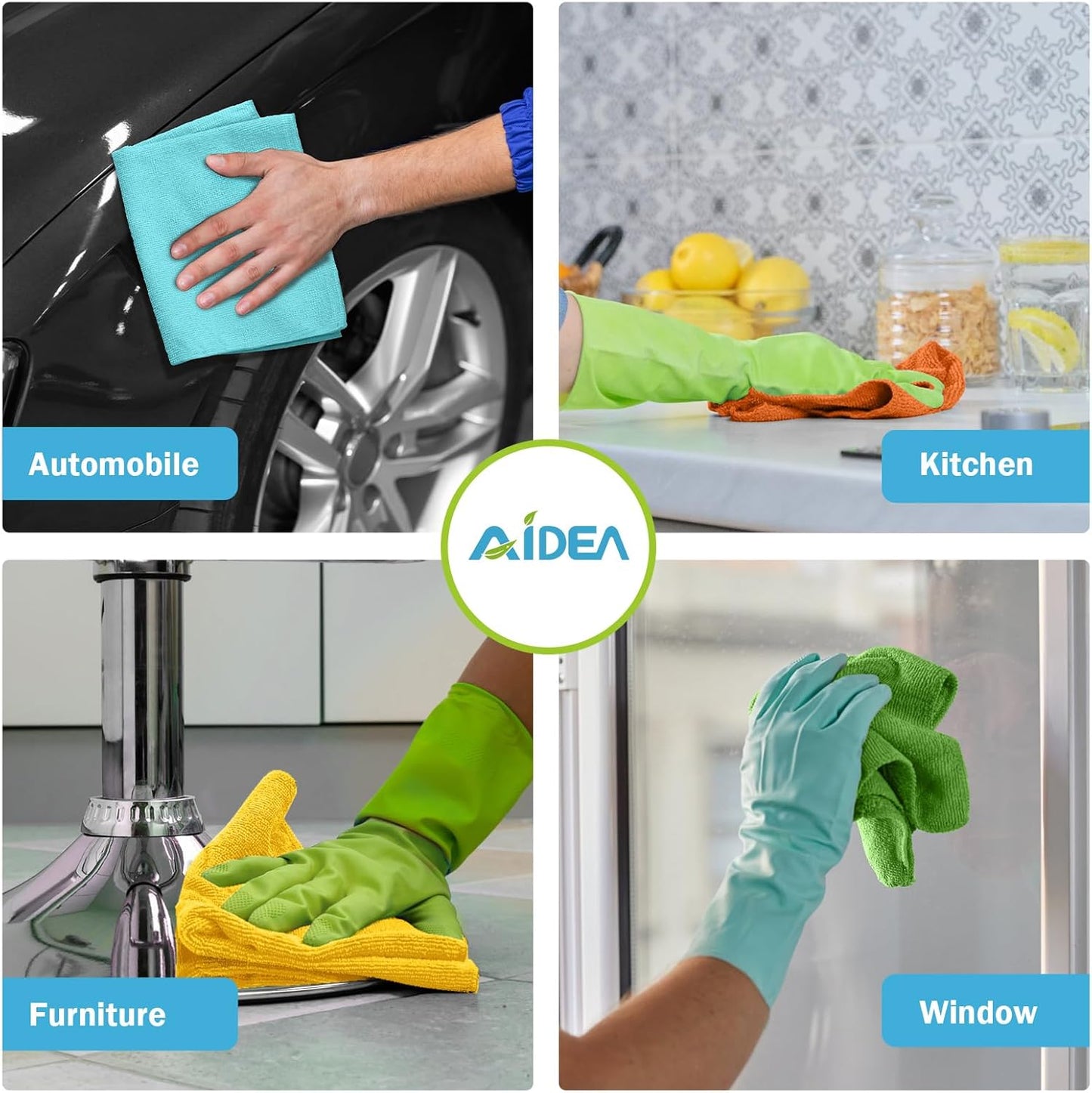 Petluno Microfibre Cloth Pack of 8, Multifunctional Reusable Cleaning Cloths, Lint Free Streak Washable Duster for House, Kitchen, Car, Motorbike, Windows 30 x cm Retro-tri Color 8