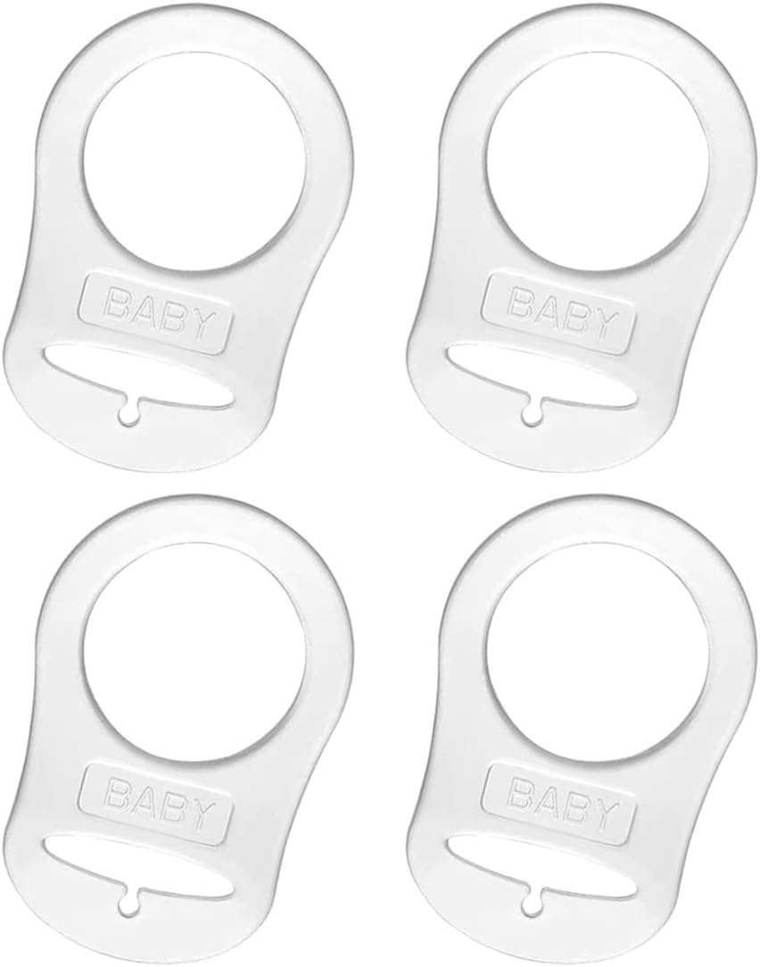 4pcs Silicone Button Ring Adapter Pacifier Clip for Clear White