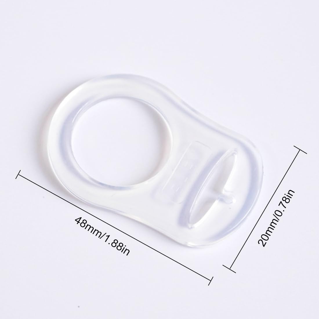 4pcs Silicone Button Ring Adapter Pacifier Clip for Clear White