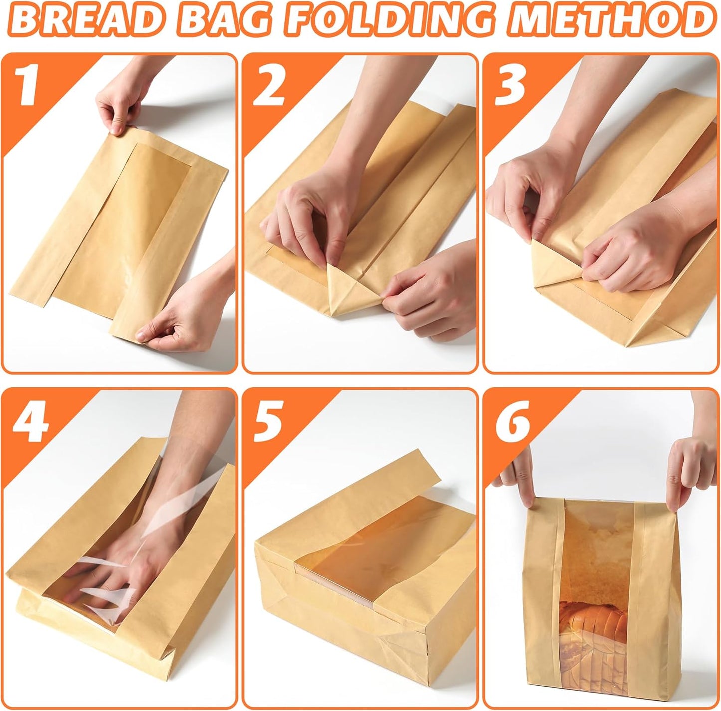 50 Pcs Bread Bags for Homemade Bread, Sourdough Paper With Window, 50% Thicker 13.7x8.2x3.7in A Large Bakery Used Storage Cookies & Snacks, 60 Cute Sealing Stickers Ties