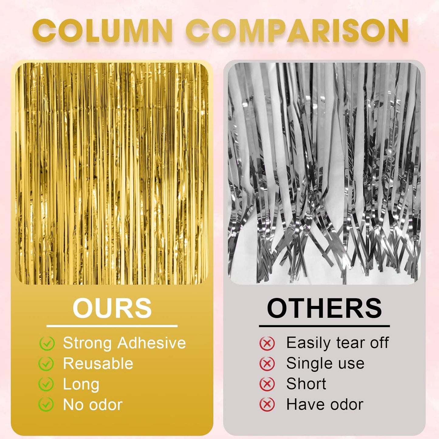 3 Pack 3.3x8.2 Feet Gold Foil Fringe Backdrop Curtains, Tinsel Streamers, for 2025 New Years Eve, Graduation, Birthday, Baby Shower, Gender Reveal, Disco Party 05