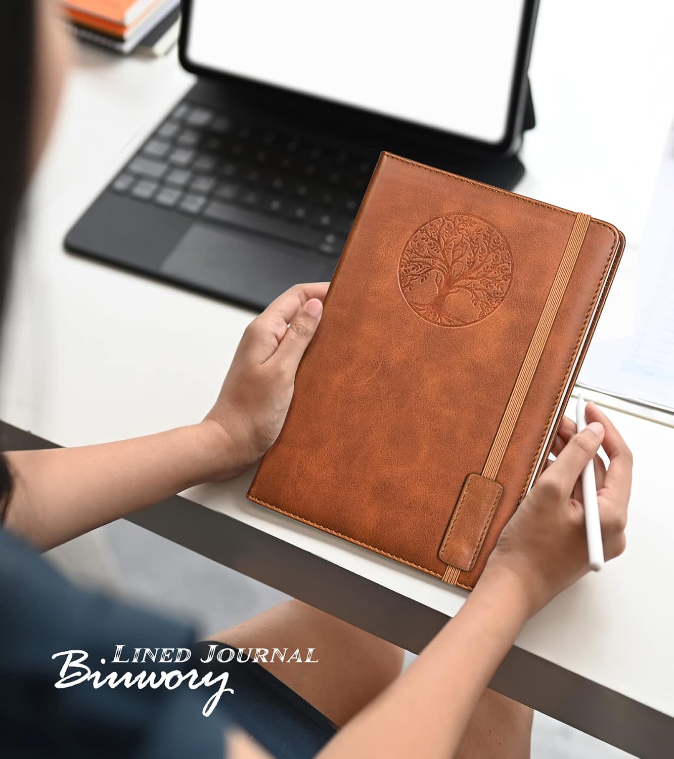 Lined Journal Notebook for Women and Men, 256 Pages A5 Hardcover Leather Journal for Writing, Travel, Business, Work & School, College Ruled Notebook for Note Taking, Diary Notepad 5.7"×8.3" (Brown) Brown A5-sized