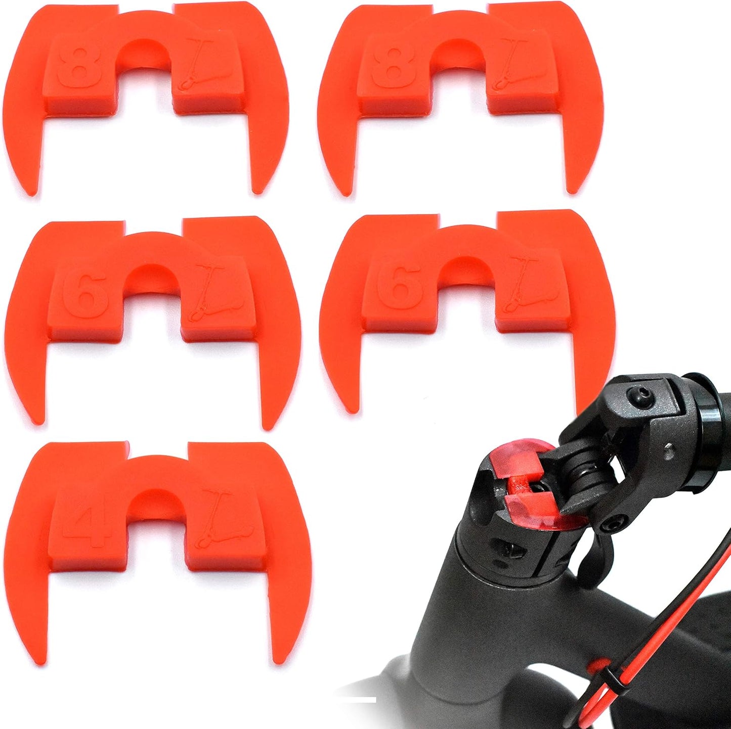 Petluno - 6-piece rubber vibration dampers for Xiaomi M365 1S Essential Pro electric scooter Red