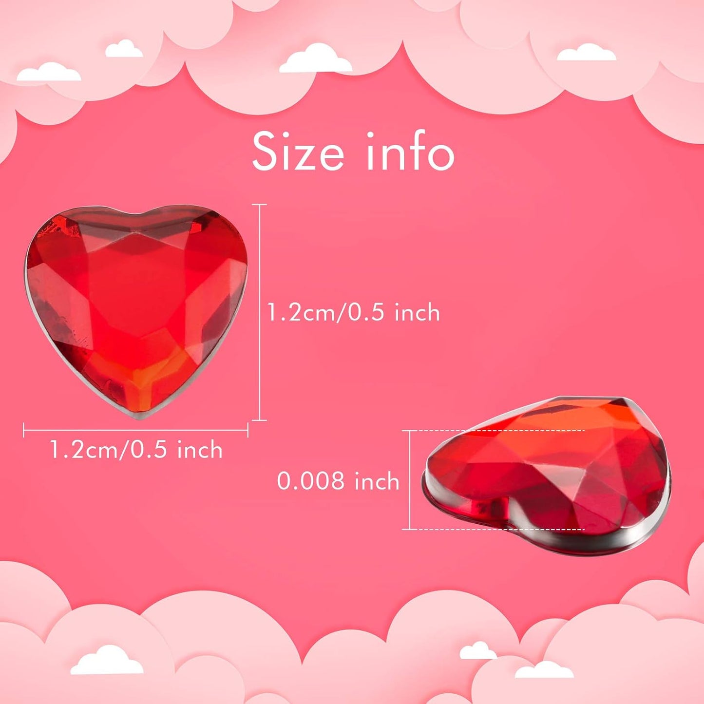 Petluno 200 red acrylic hearts for Valentine's Day, wedding, table, scattering, decoration, heart vase filler, 1.5 cm (200 pieces, red, pink)