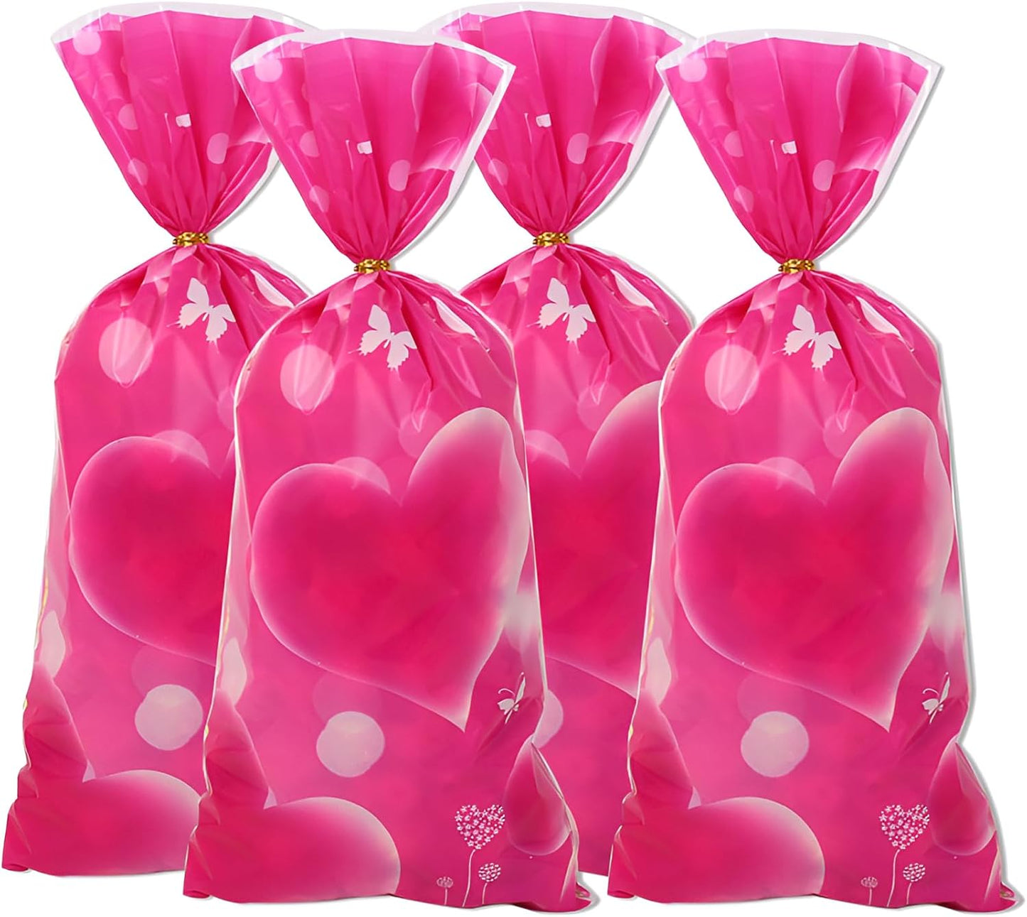 Petluno 50 Pink Gift Bags for Valentine's Day Decoration Peach Heart Small Candy Bag Women's Valentine's Gift Hair with Linen Candy Bags Party Favor Christmas Birthday