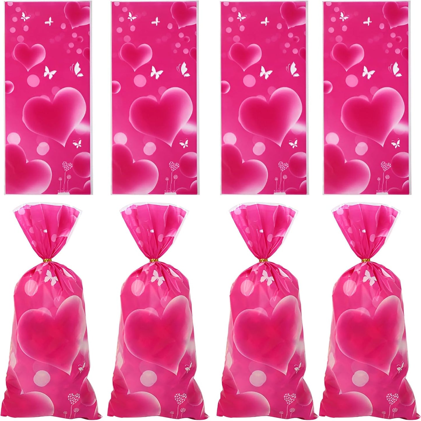 Petluno 50 Pink Gift Bags for Valentine's Day Decoration Peach Heart Small Candy Bag Women's Valentine's Gift Hair with Linen Candy Bags Party Favor Christmas Birthday