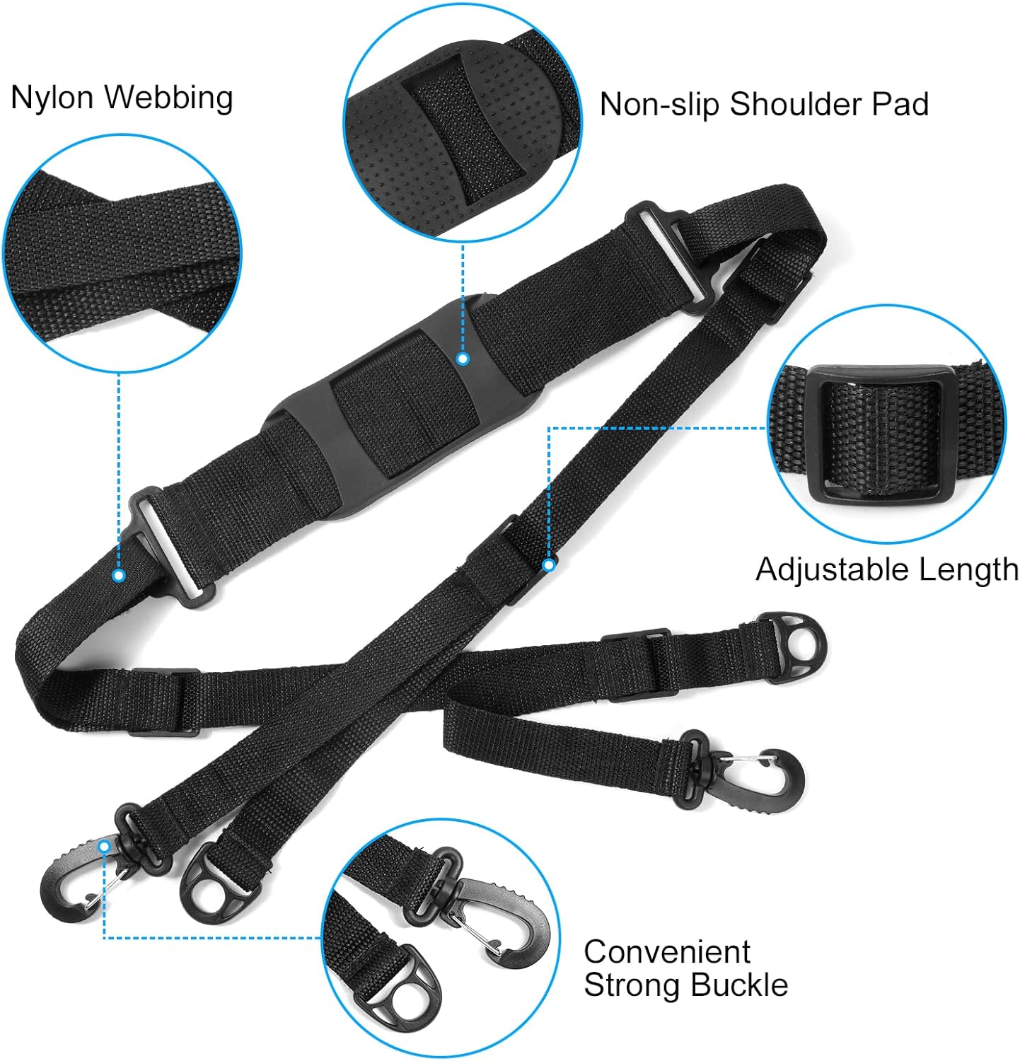Petluno Accessories for electric scooters, compatible with Xiaomi M365/1S/Pro, scooter carry bag/child handle/ hooks/cable conduit protection/reflective set/shoulder strap/handlebar # 3 Straps