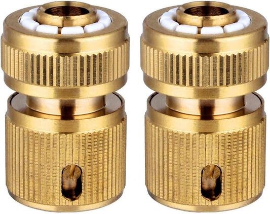 CT 2 st Brass Hose Connector Hose End Quick Coupling 1/2" Hose Pipe for Gardening, Watering, Car Washing