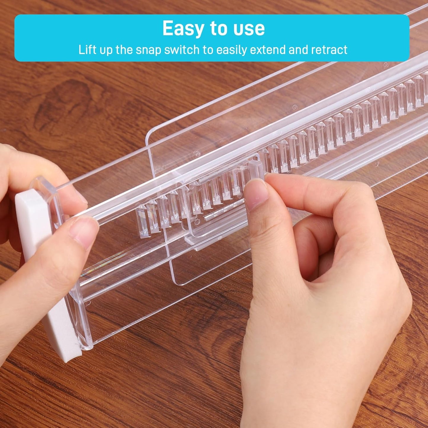 6 pieces of drawer dividers, adjustable drawer dividers (28-50cm), transparent plastic for kitchen storage, bedroom, drawer cabinet, with double-sided tape