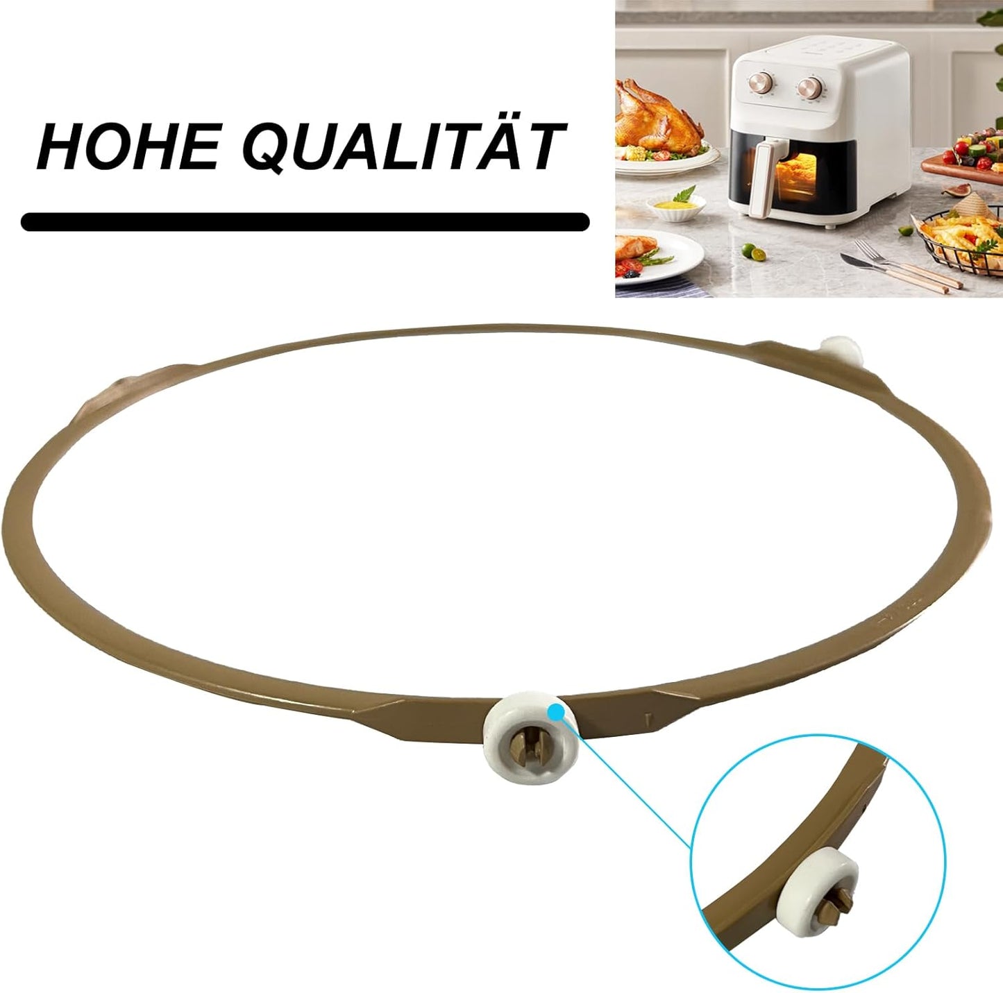 Universal microwave rotating ring - 22cm khaki plastic touch control 50g benchtop defrost, reheat, high, medium, low