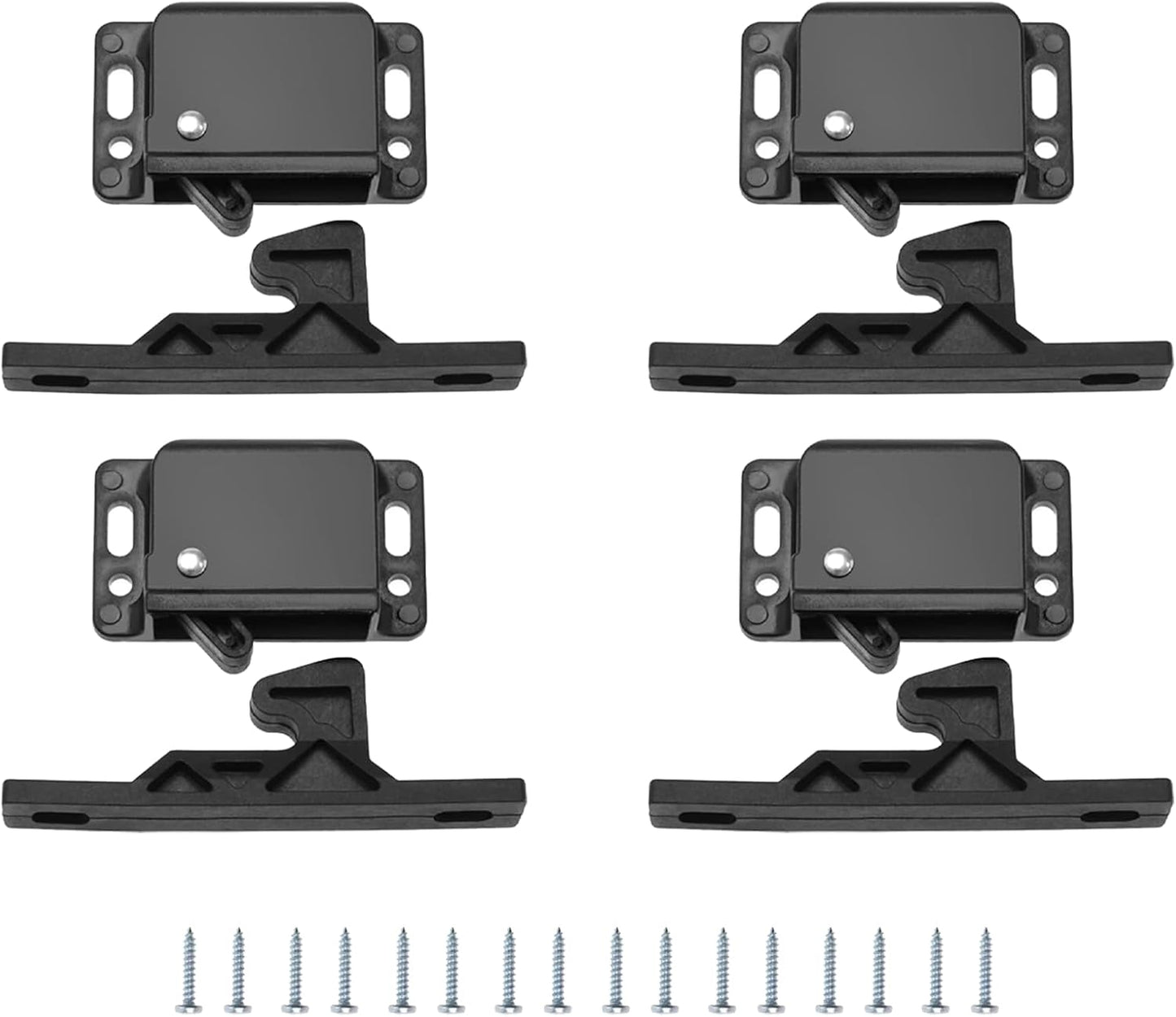 4 pieces of cabinet door lock with screws RV drawer locks, push-to-close handle catches hidden lock for camper, trailer, motor, house, kitchen, black