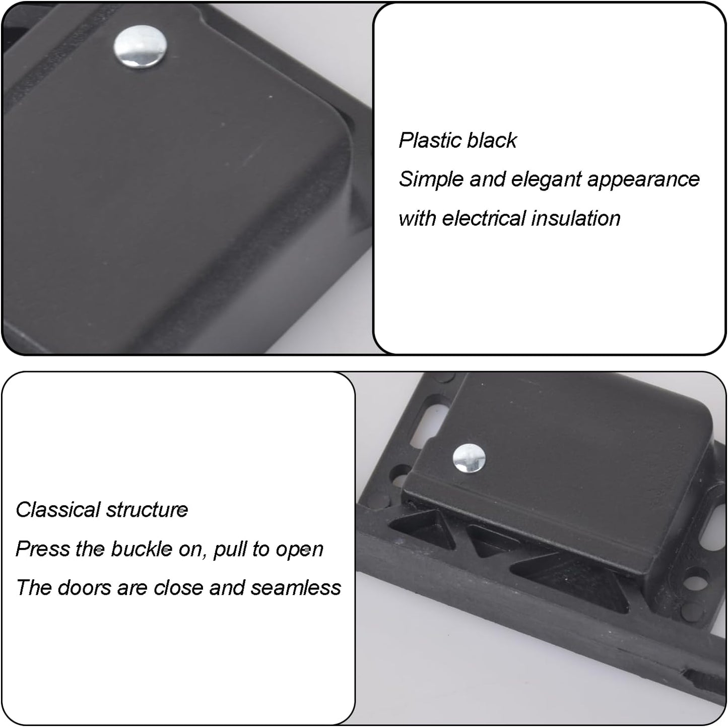 4 pieces of cabinet door lock with screws RV drawer locks, push-to-close handle catches hidden lock for camper, trailer, motor, house, kitchen, black