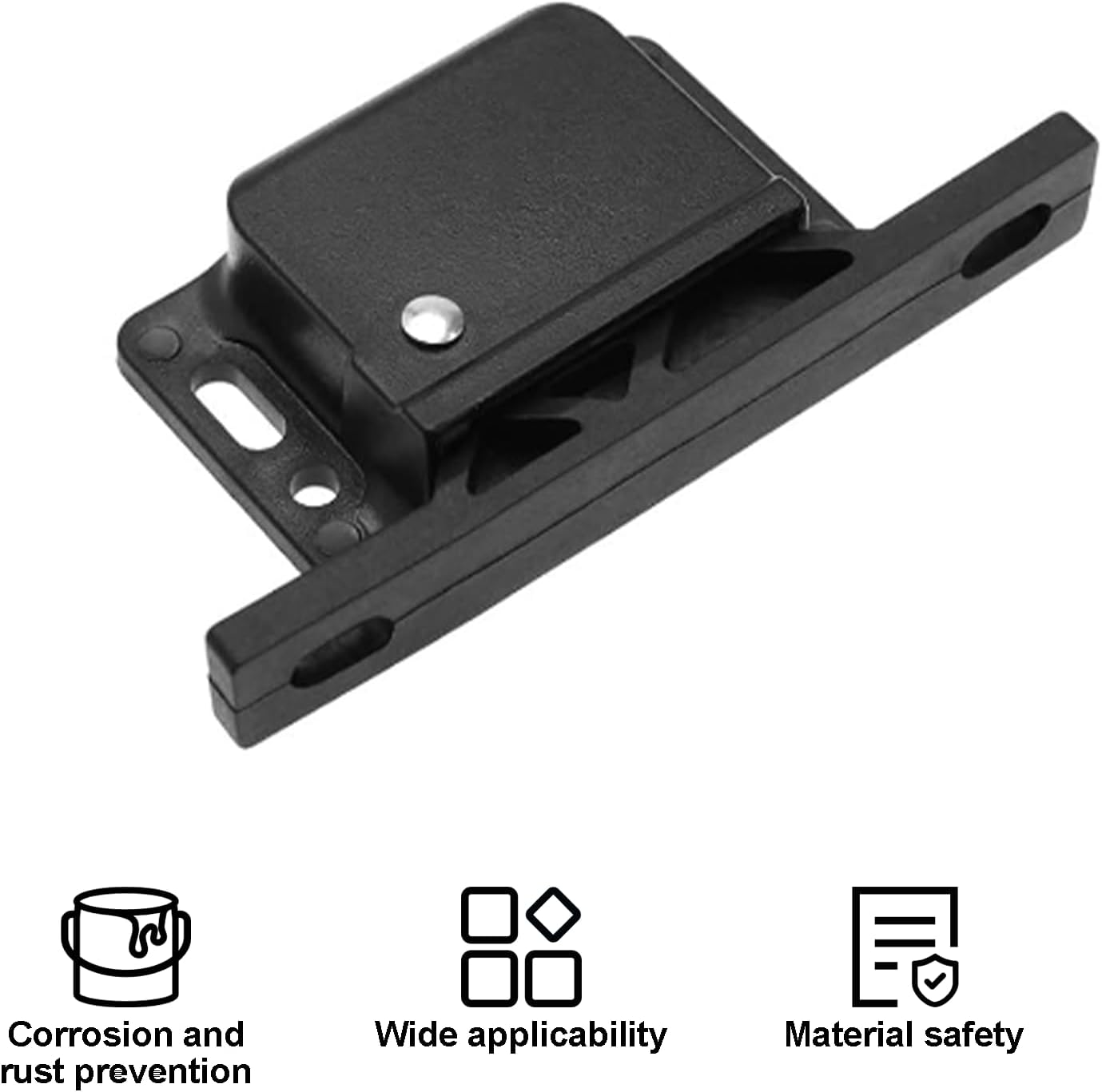 4 pieces of cabinet door lock with screws RV drawer locks, push-to-close handle catches hidden lock for camper, trailer, motor, house, kitchen, black