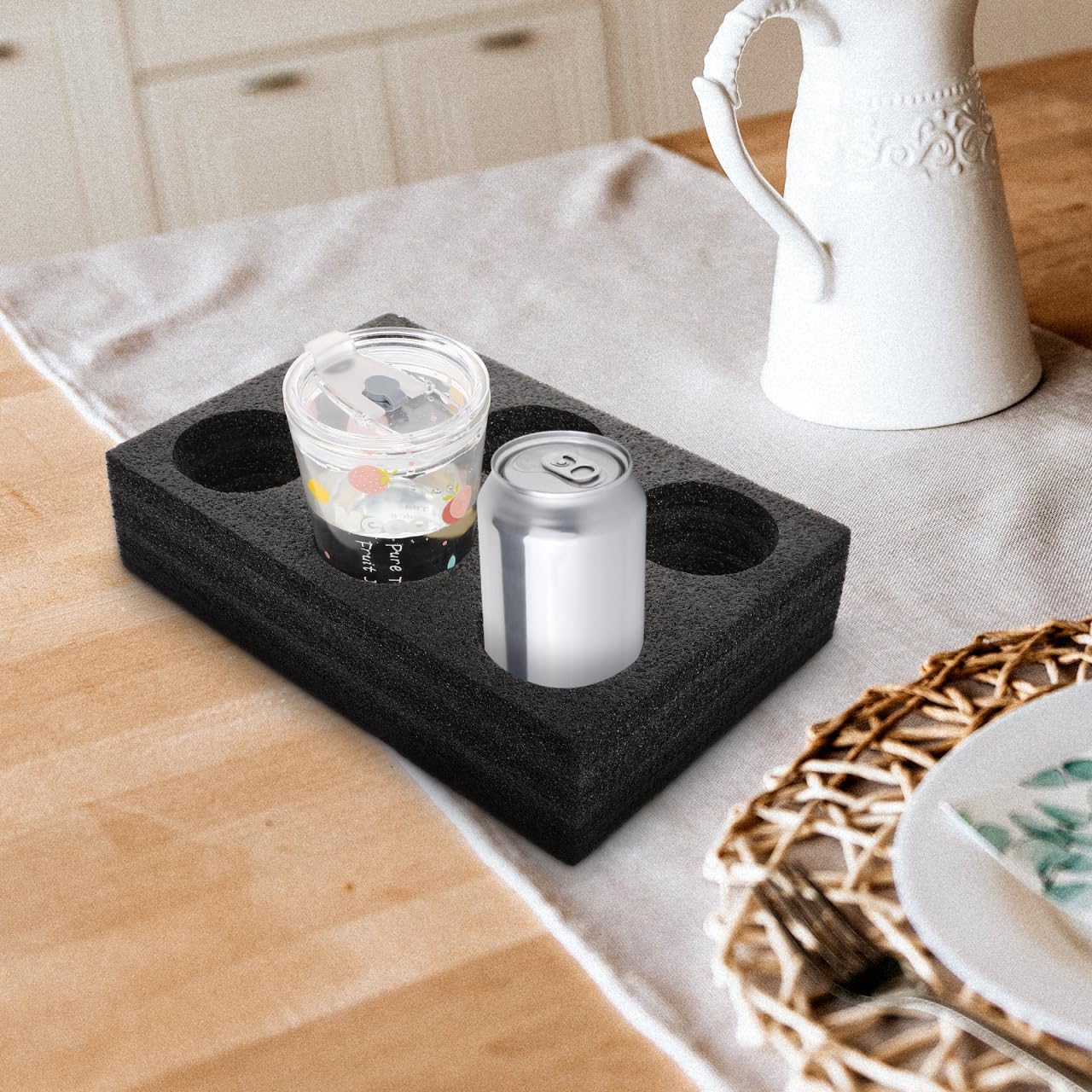 Petluno 6 Holes Takeout Beverage Cup Trays, Hot Cold Drinks Fixing Holders, Foam Coffee Carrier, Packing Tool for Restaurant Black