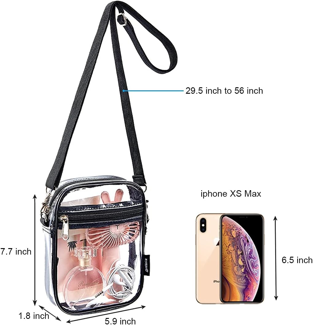 Clear Crossbody Bag, Stadium Approved Clear Purse Bag for Concerts Sports Events
