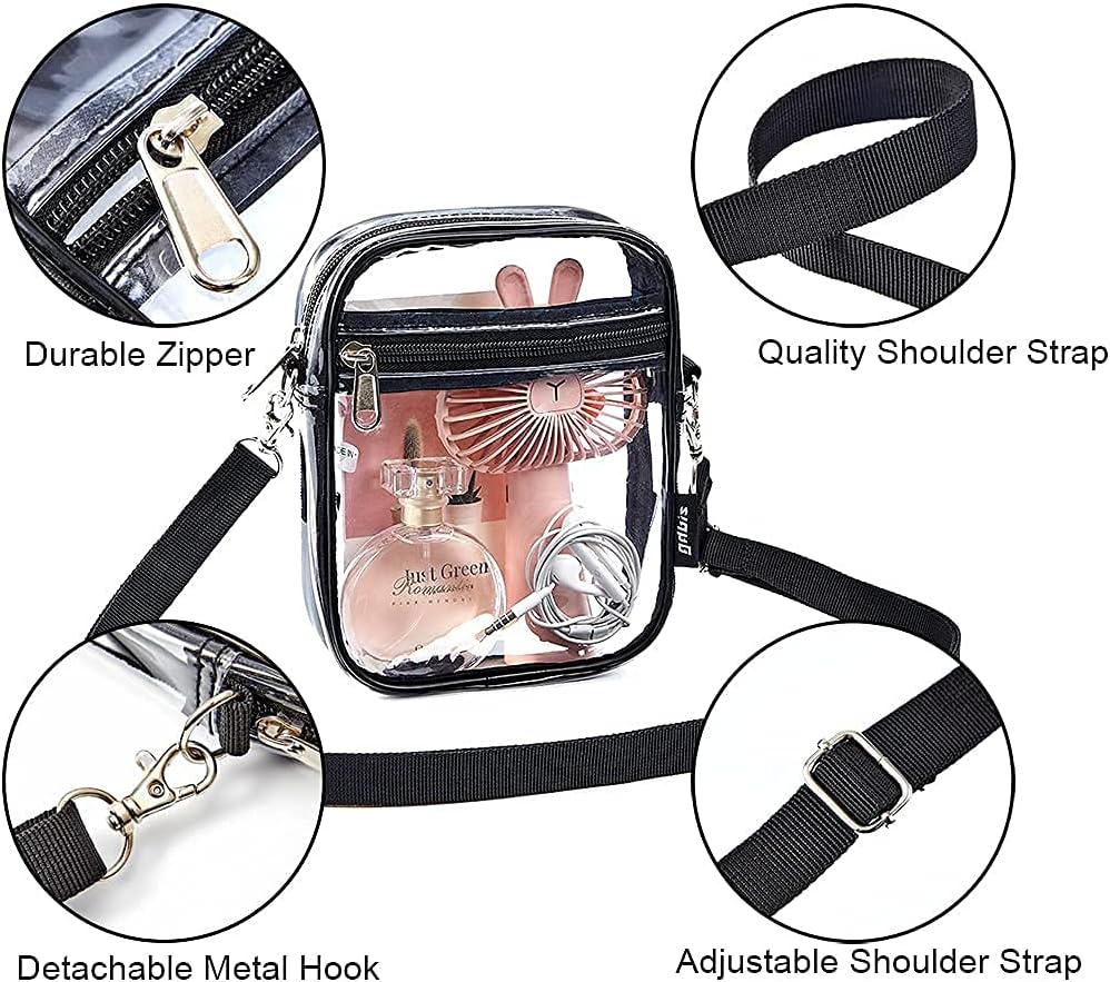 Clear Crossbody Bag, Stadium Approved Clear Purse Bag for Concerts Sports Events