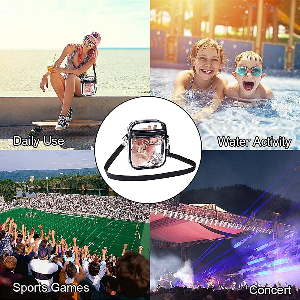 Clear Crossbody Bag, Stadium Approved Clear Purse Bag for Concerts Sports Events