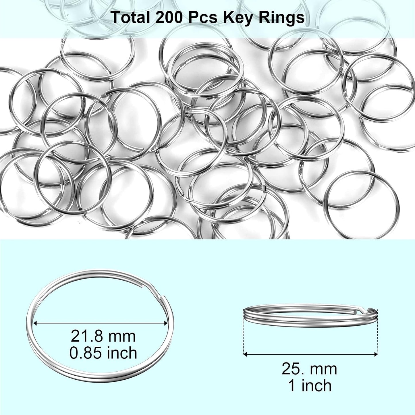 200PCS Key Rings, Split Bulk Keyrings for Keychain and Crafts (25mm)