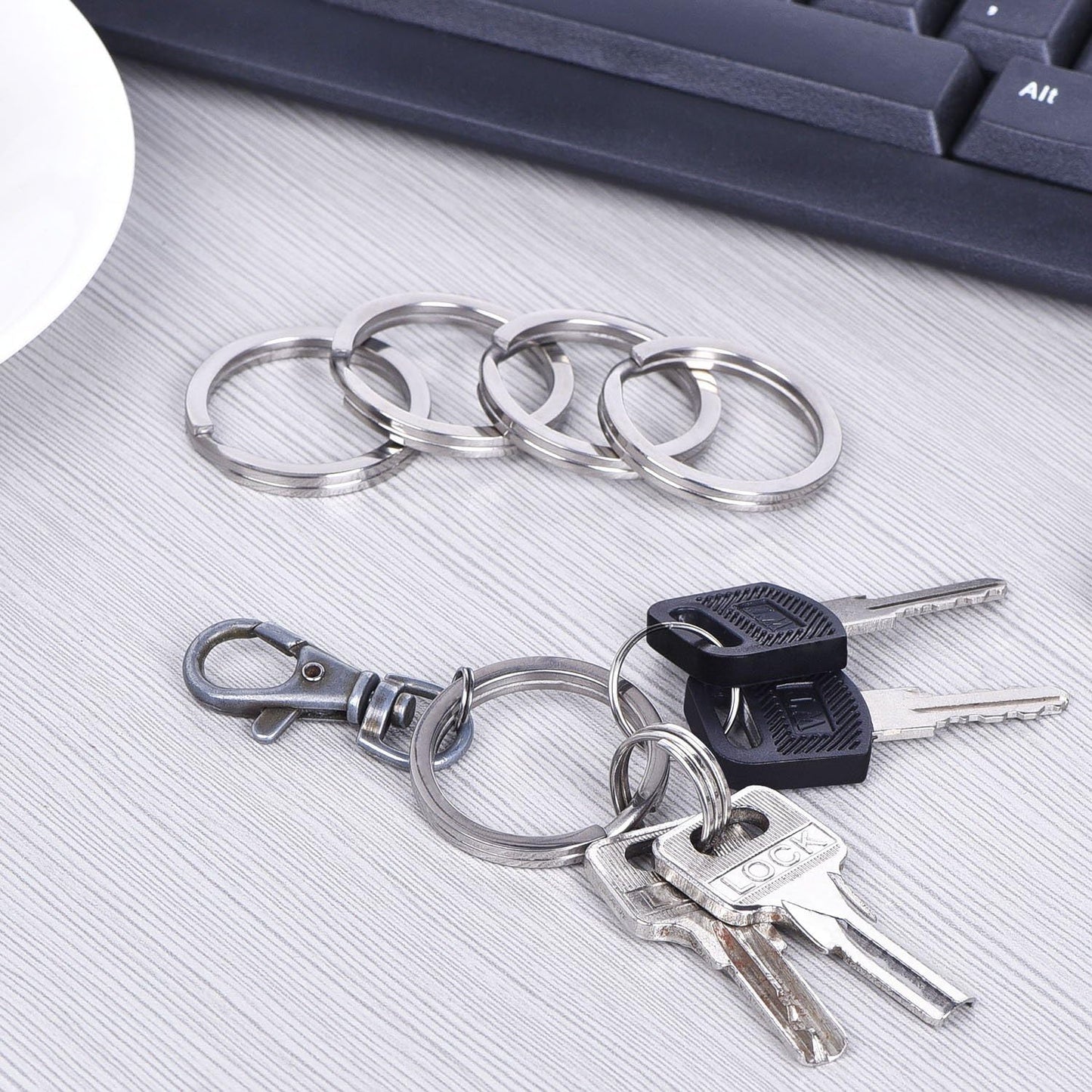 32 mm Titanium Key Rings Split Rings, 5 Pack