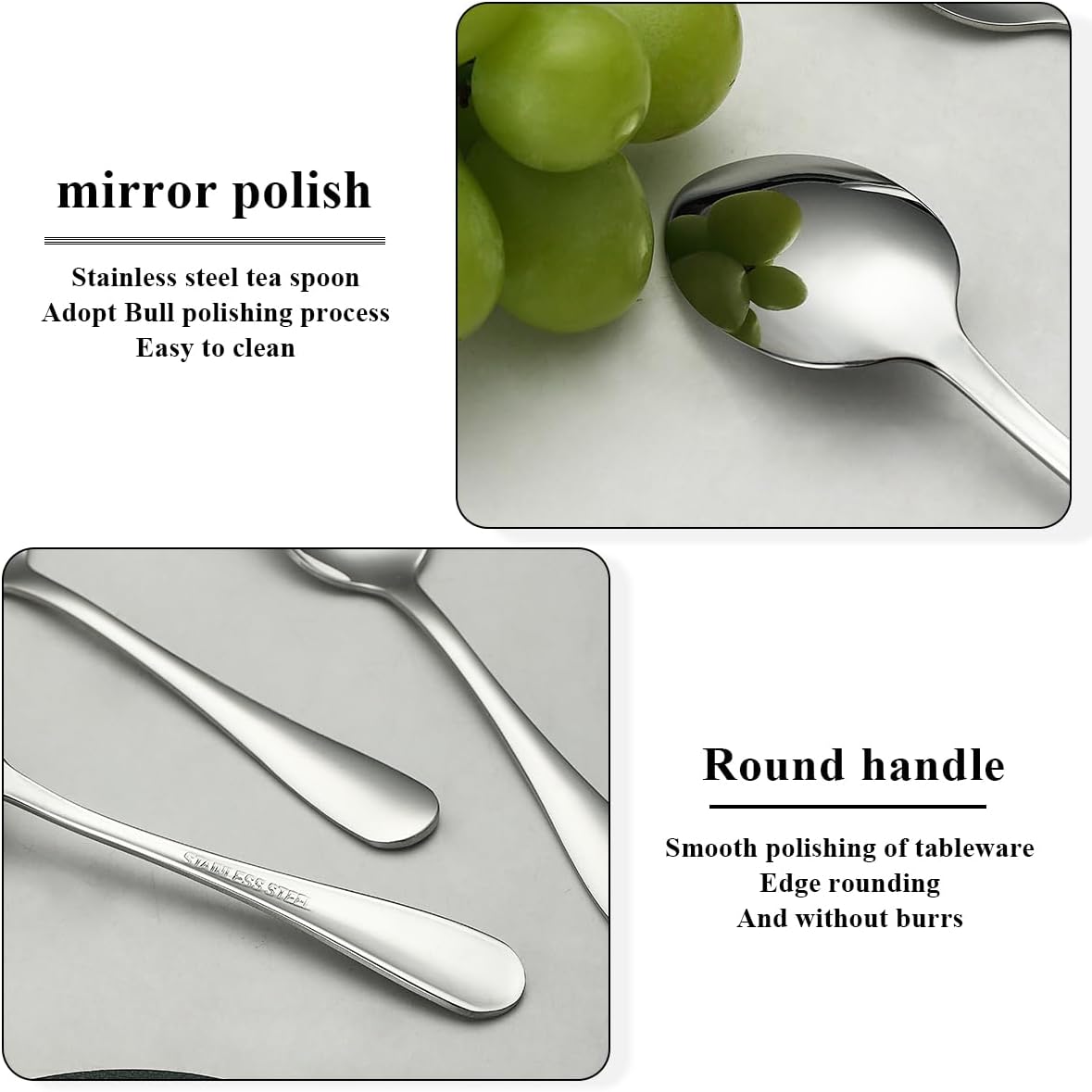 Teaspoons 12 Pieces 14cm, Stainless Steel Tea Spoon Coffee Spoons Dessert Spoons, Cutlery for Tea, Coffee, Cake, Dessert, Dishwasher Safe