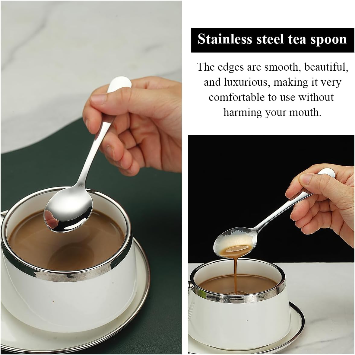 Teaspoons 12 Pieces 14cm, Stainless Steel Tea Spoon Coffee Spoons Dessert Spoons, Cutlery for Tea, Coffee, Cake, Dessert, Dishwasher Safe