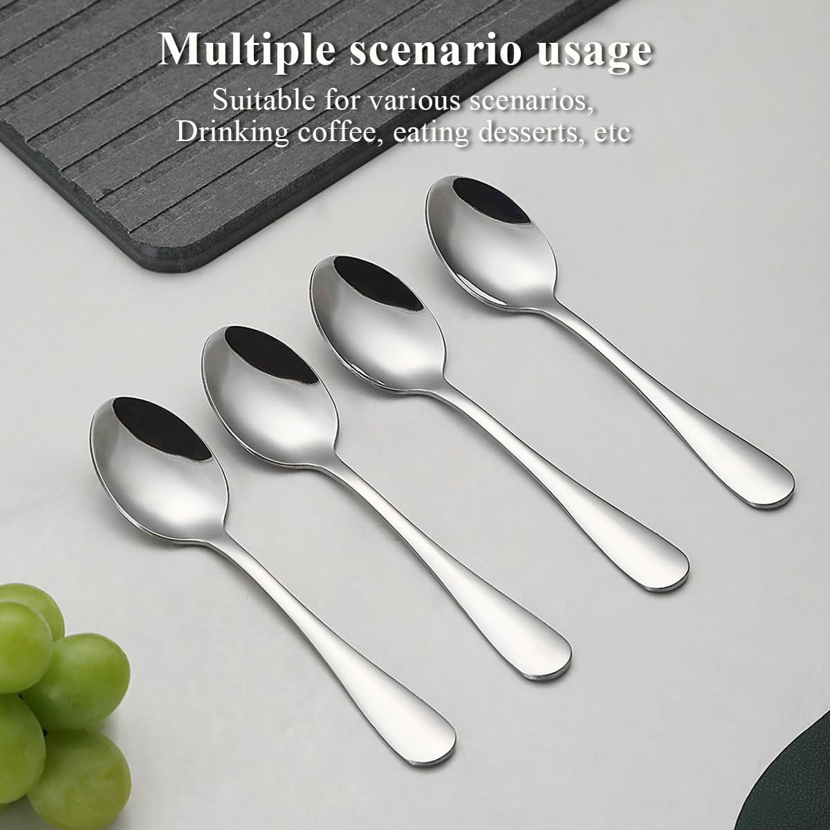 Teaspoons 12 Pieces 14cm, Stainless Steel Tea Spoon Coffee Spoons Dessert Spoons, Cutlery for Tea, Coffee, Cake, Dessert, Dishwasher Safe
