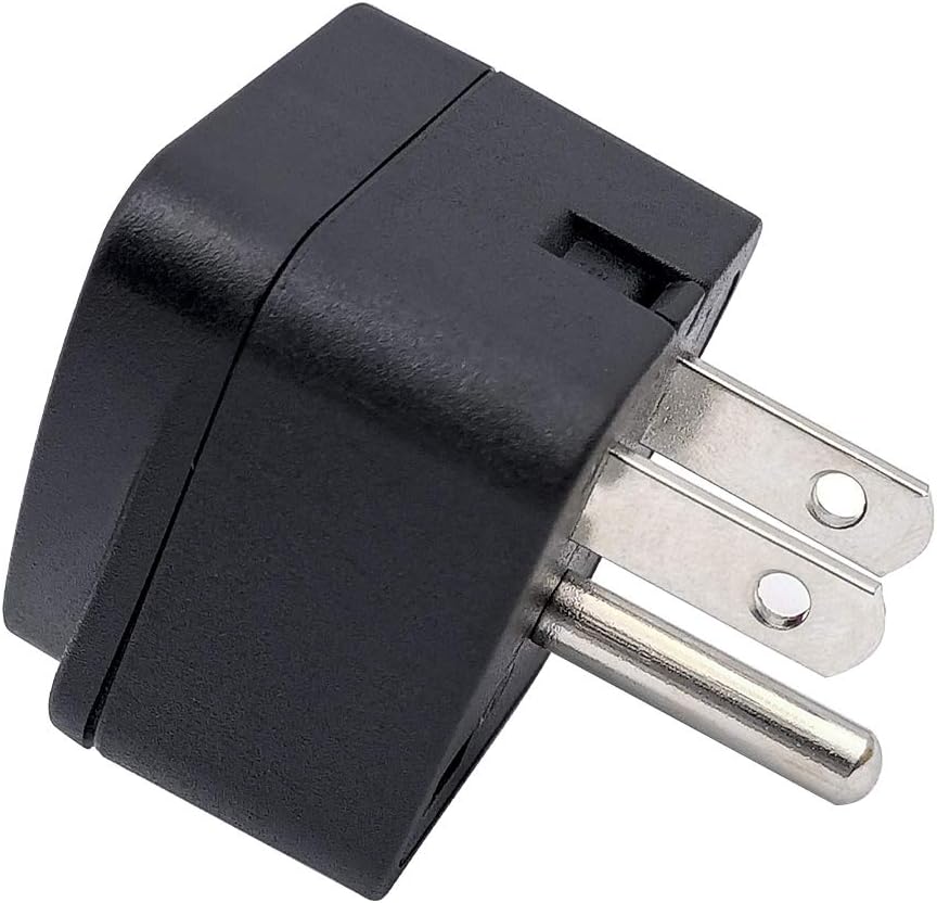 US Travel Plug Adapter EU/UK/AU/in/CN/JP/Asia/Italy/Brazil to USA (Type B), 3 Prong Grounded USA Wall Plug, International Mini Travel Adapter and Converter, Wall Outlet Power Charger Converter Black