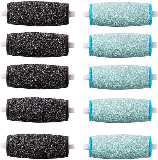 5 Extra Coarse & 5 Regular Coarse Refill Rollers, Professional Replacement Roller Heads Compatible With Amope Pedi Perfect Electronic Foot File