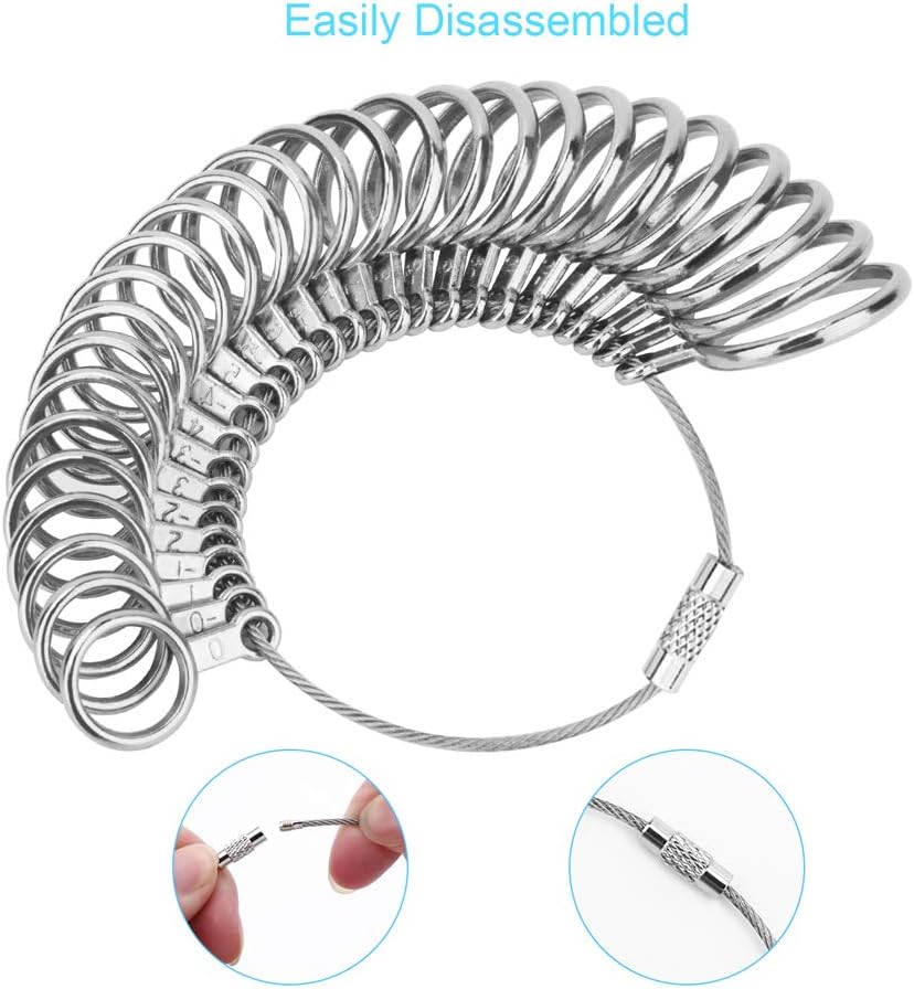 27PCS Premium Ring Sizer Measuring Tool Set, Metal Measurement Tool, Sizing Kit, Jewelry Finger Size Measurer, US 0-13 With Half Size, Plastic Sizer Belt