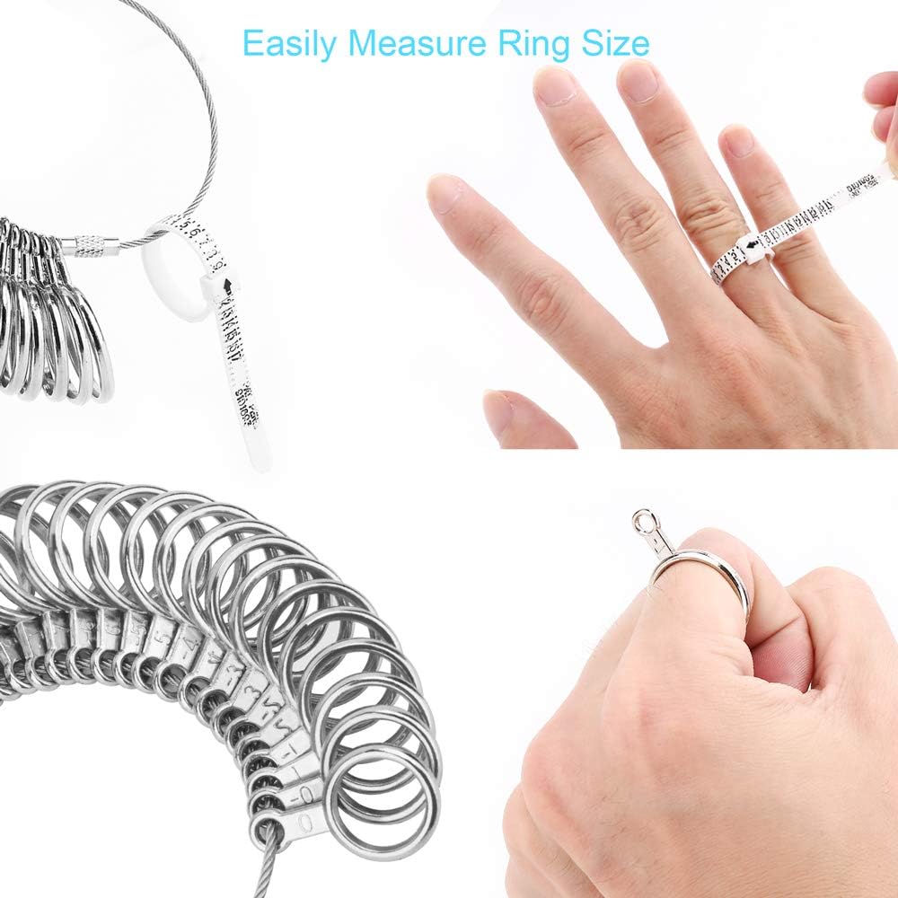 27PCS Premium Ring Sizer Measuring Tool Set, Metal Measurement Tool, Sizing Kit, Jewelry Finger Size Measurer, US 0-13 With Half Size, Plastic Sizer Belt