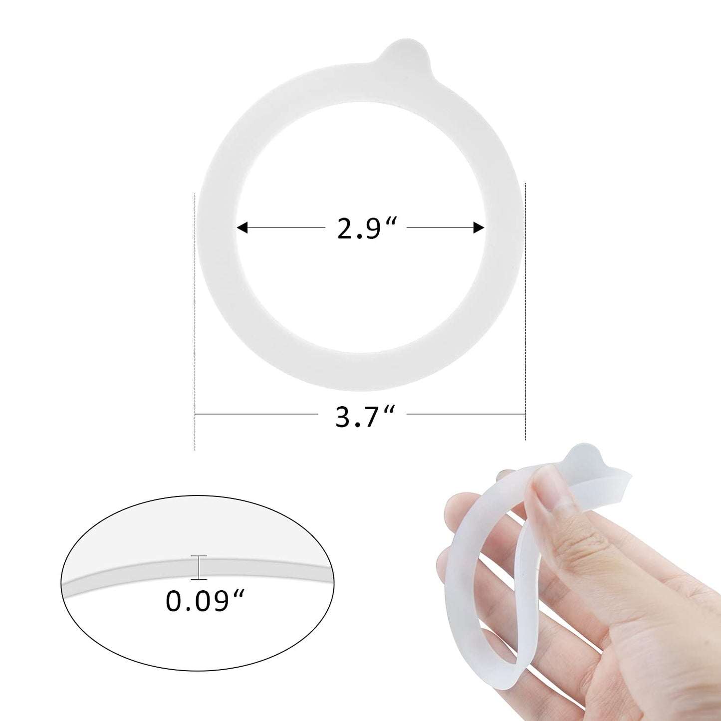 12 Pieces Rubber Seals Rings for Glass Jars, Airtight Silicone Replacement Gasket, Leakproof Silicone Gasket Sealing Rings for Mason Jars, Elastic and Fits Most Sizes (White)